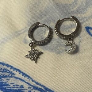 Sterling Silver Star and Moon Earrings